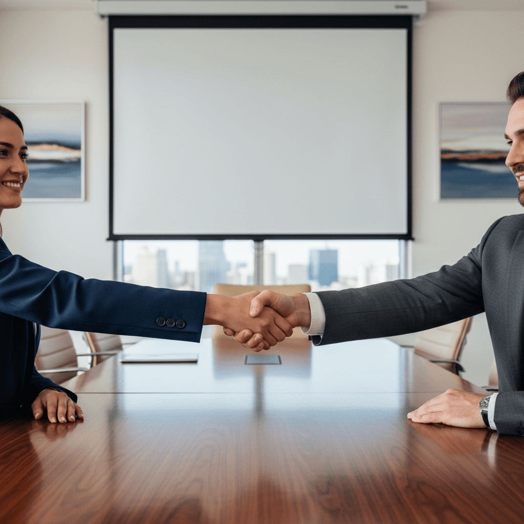 Handshake during professional meeting